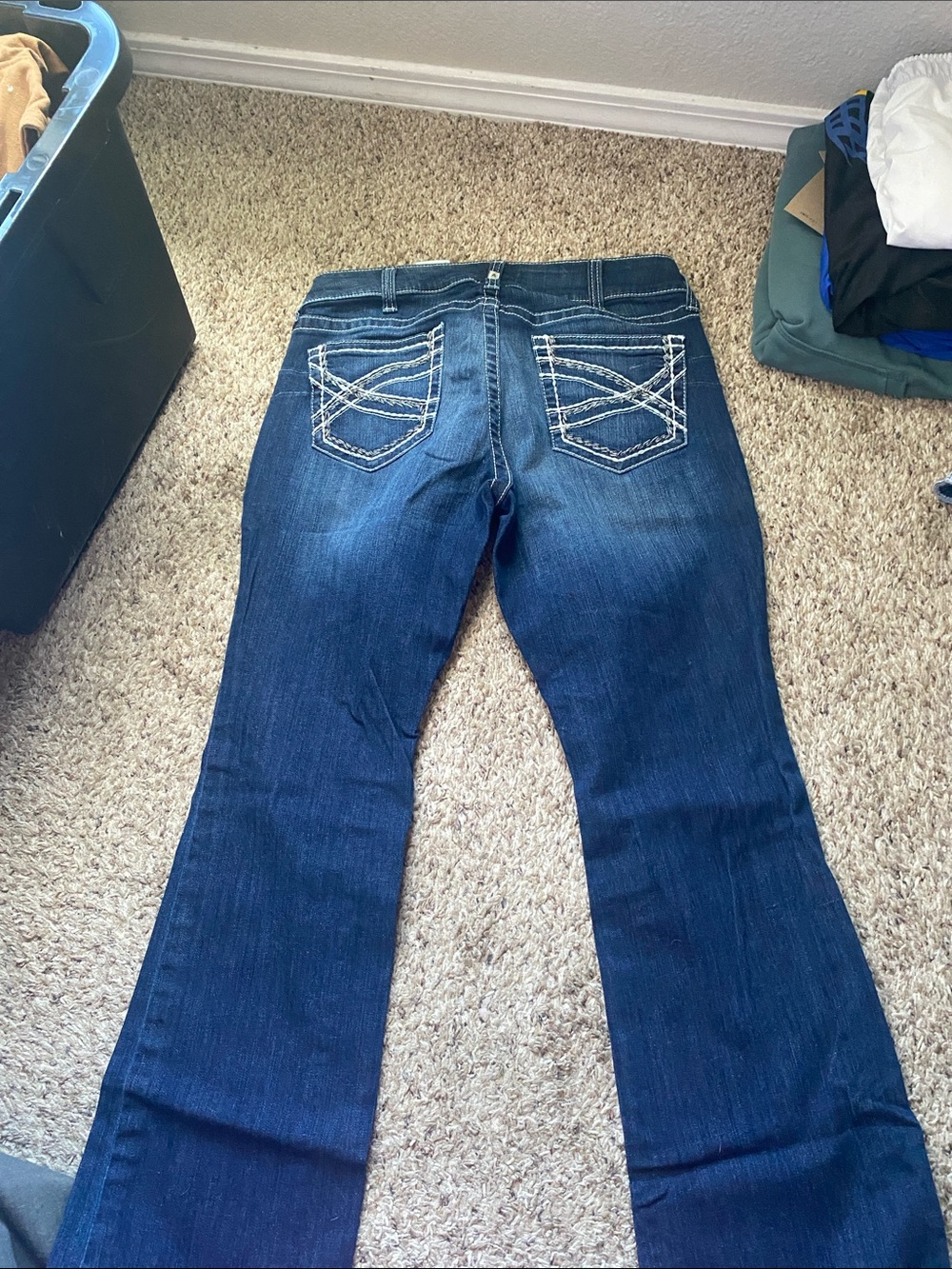Ariat Dark Blue indigo Flare Jeans with Contrast Pocket Stitching